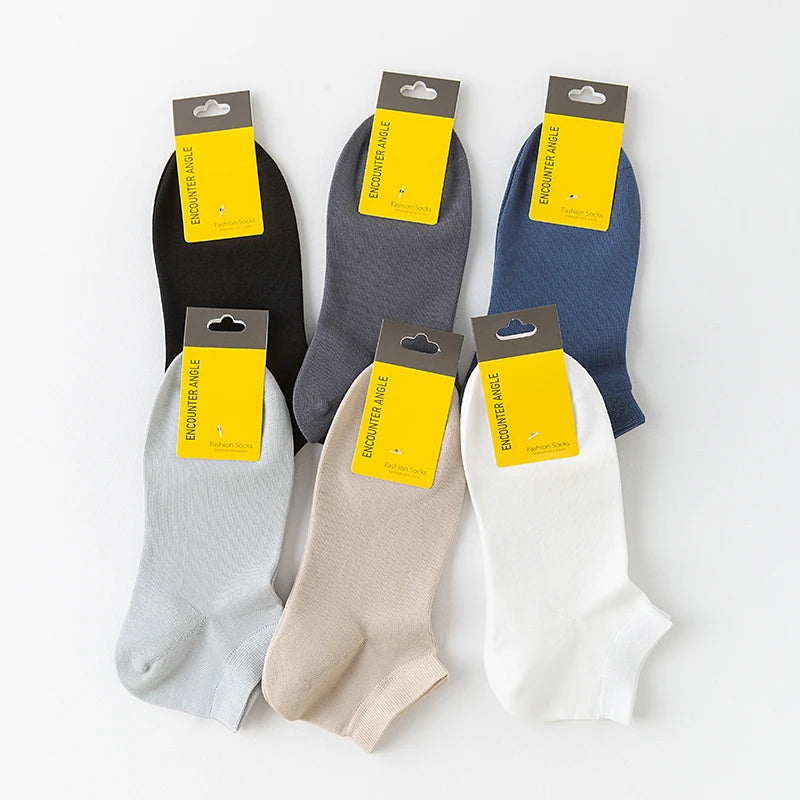 6Pairs High Quality Men Combed Cotton Socks Short Breathable Odor proof and antibacterial Business Spring Summer for Male sock Quick Pick Grocers
