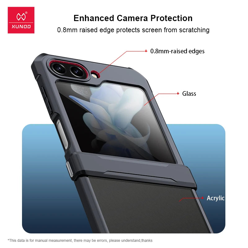 Xundd For Samsung Galaxy Z Flip 7 5 Z Flip 6 7 5G Case Airbag Shockproof Acrylic+TPU+Glass Back Cover For Flip5 z플립 5 7 케이스 Quick Pick Grocers