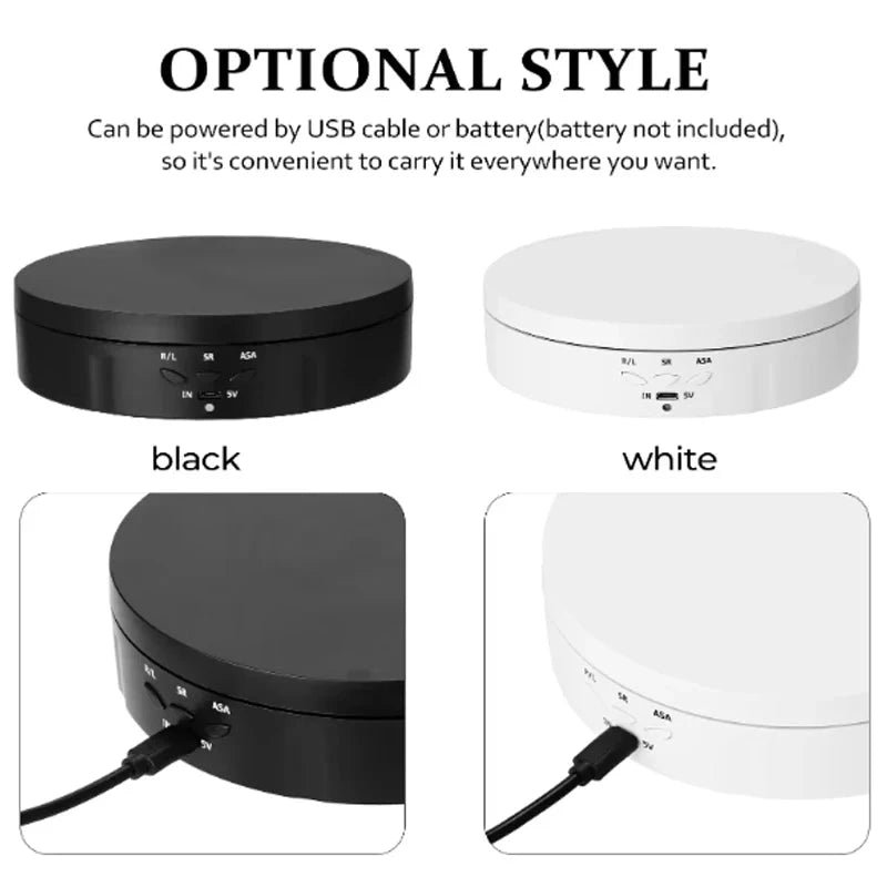 Motorised Rotating Mirror Display Stand,360 Degree Turntable, Jewellery Holder,USB Power Supply, Rotating Shooting, Three Speeds Econic Blanks