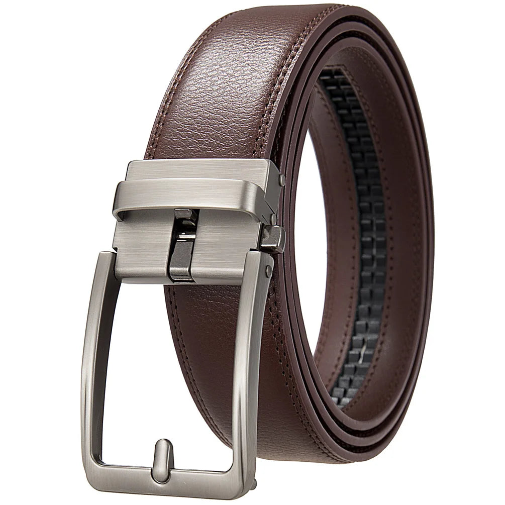 Men's Leather Belts Fashion Automatic Buckle Cowskin Male Belts Luxury Designer Black Brown 3.5cm Quick Pick Grocers