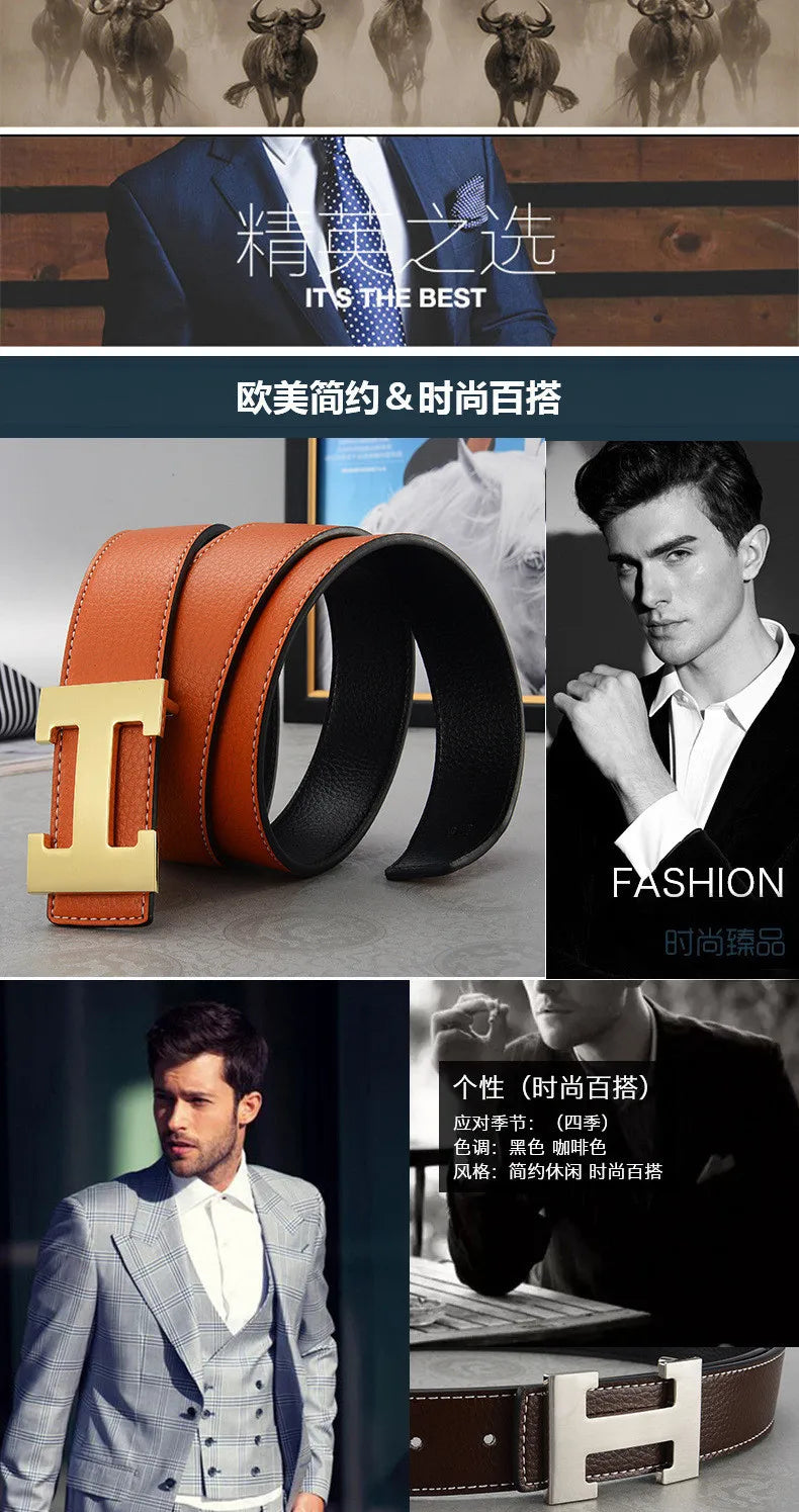 Width 3.8cm Famous Brand Belt Men Top Quality Genuine Luxury Leather Belts for Men Strap Metal Belt Fashion Women's Belt jeans Quick Pick Grocers