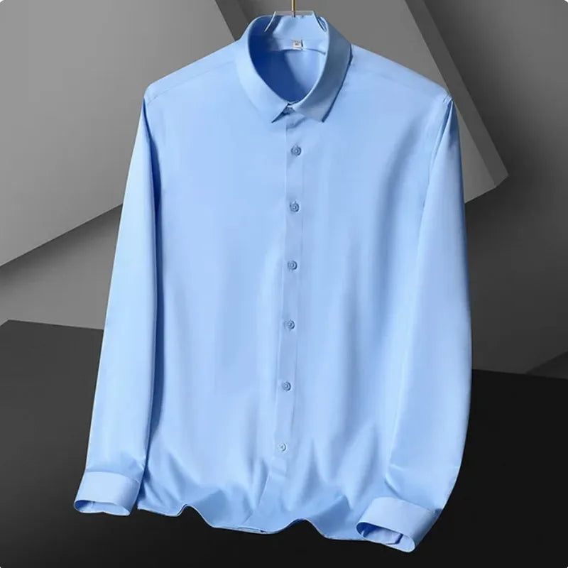 S-5XL Men's Shirt Long Sleeve Non iron Wrinkle Resistant Business Dress High end Professional Casual Suit White Shirt Quick Pick Grocers