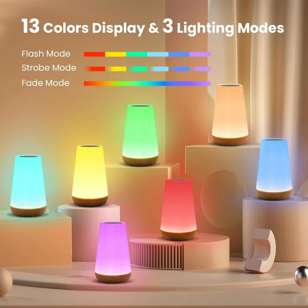 Usb Rechageable Dimmable Touch Lamp Bedroom Portable Table Bedside Night Lamp 13 RGB Colors Night Lights Baby Kids Night Light Quick Pick Grocers