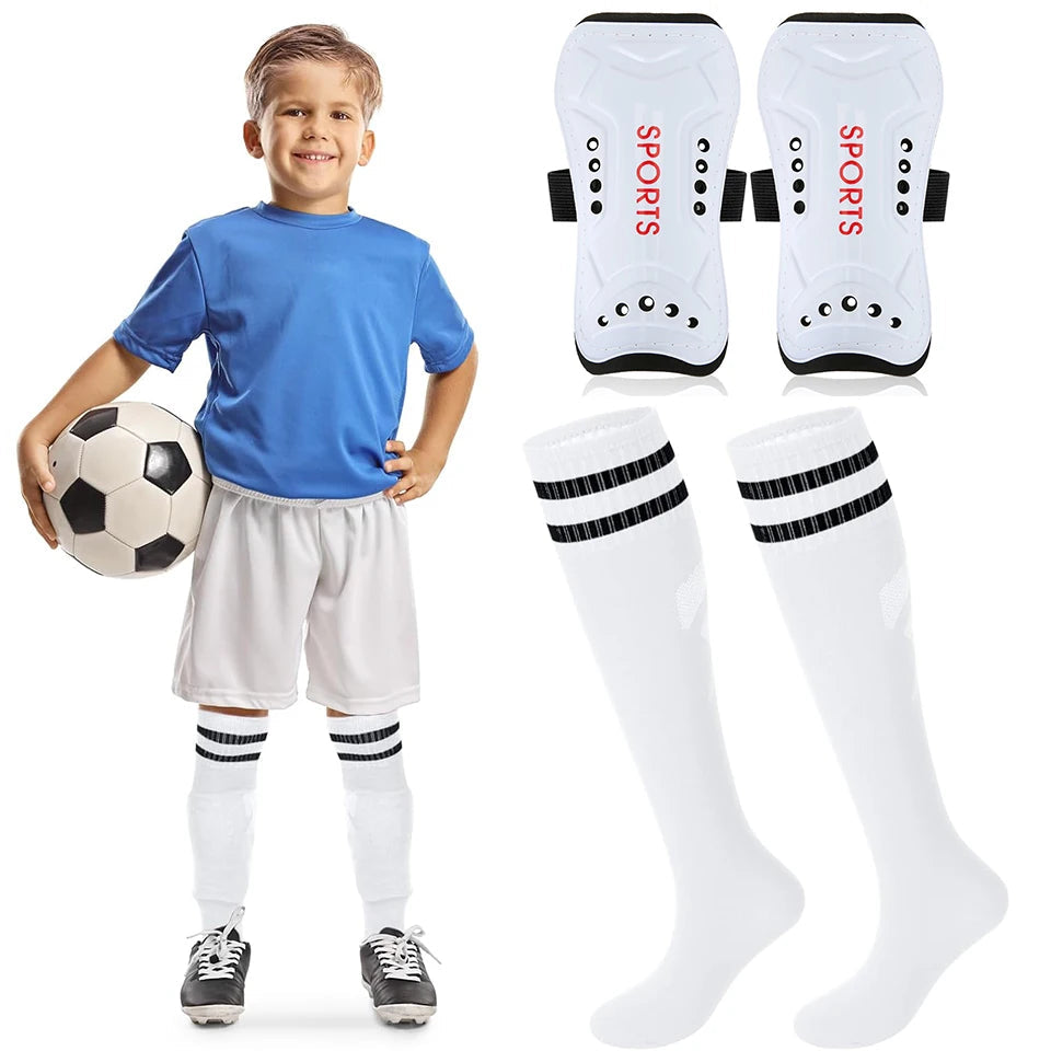 Loogdeel 2 Pair Soccer Shin Guards and Socks for Toddler Kids Youth, Lightweight Soccer Shin Pads Protective Defender Gear Quick Pick Grocers