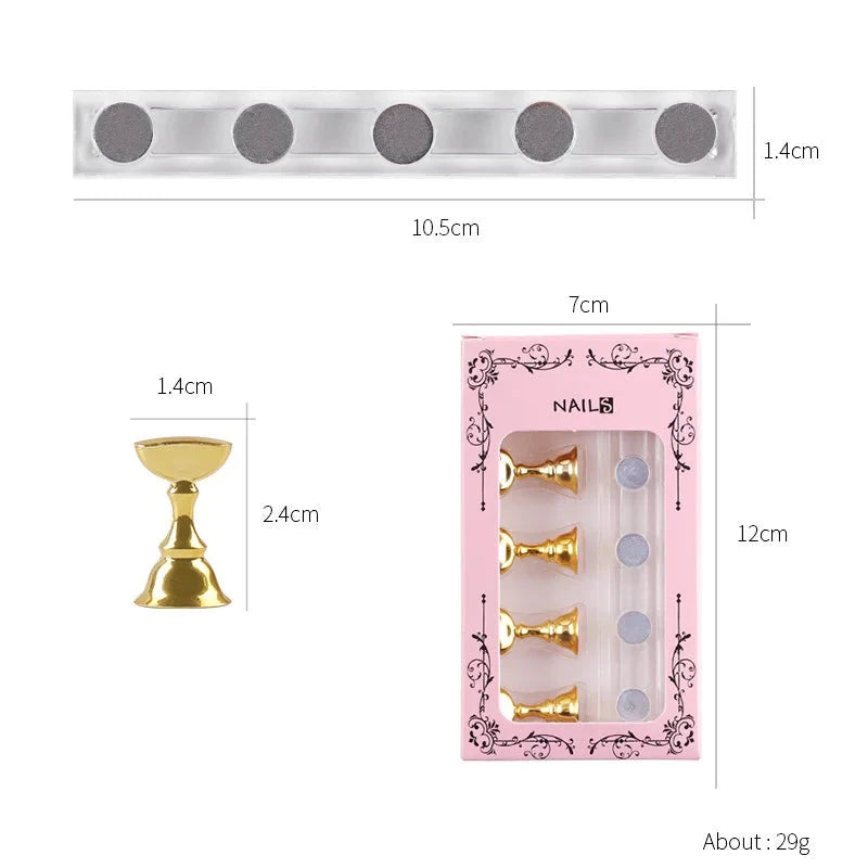5/30pcs/Set Magnetic Nail Holder False Nail Tip Practice Stand Crystal Base Holder Nail Art Display For Art Salon DIY & Practice Econic Blanks
