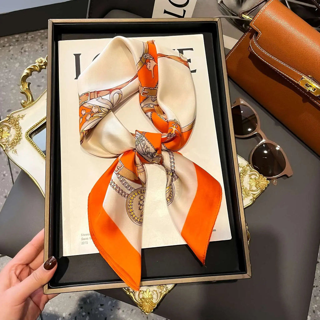 2025 New Fashion 70X70cmPrinted Women's Scarf Pashmina Silk Scarf Square Shawl Decorative Headband Neck Luxury Design Bandana Quick Pick Grocers