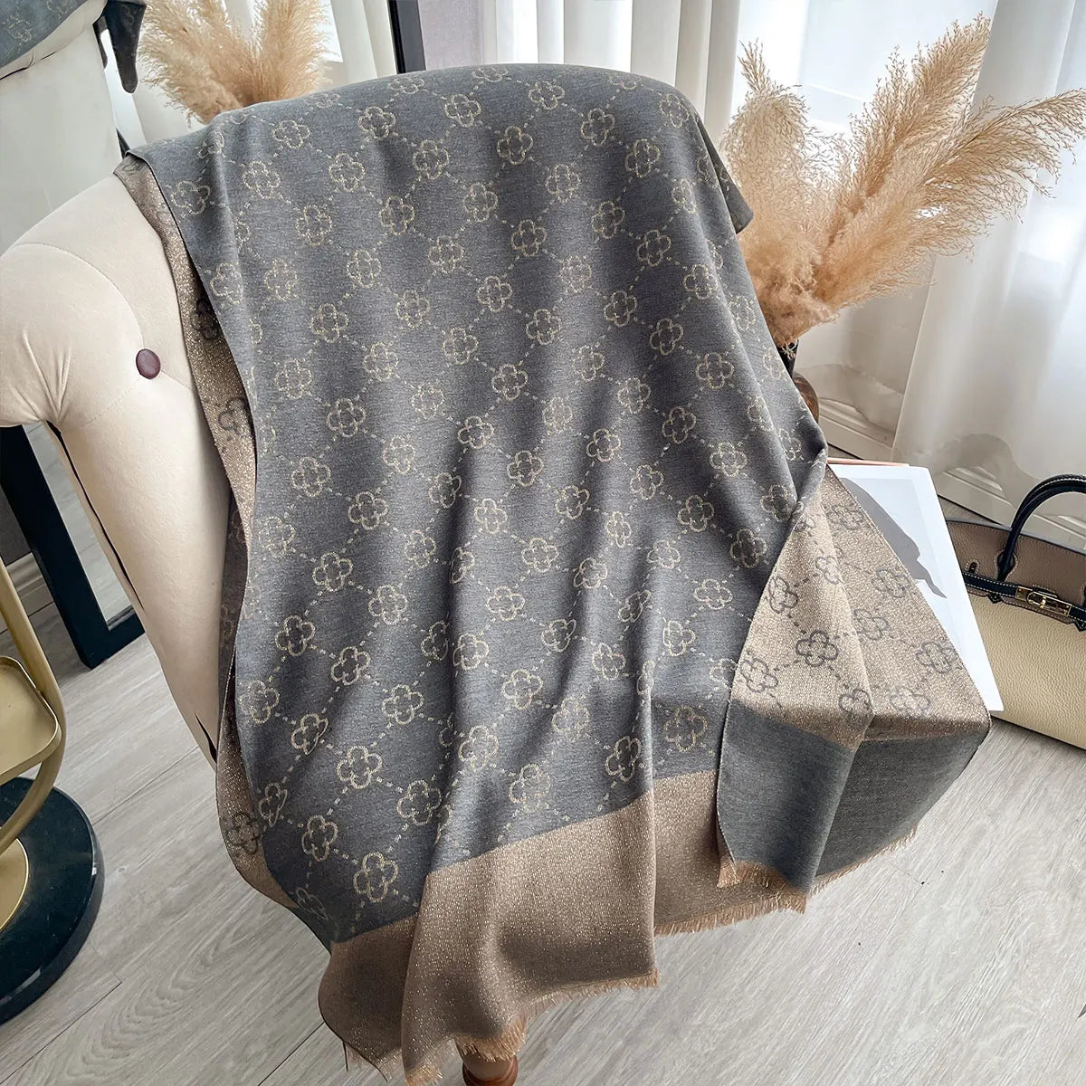 Elegant Ladies Muslim Hijab Golden Thread Scarves With Spring and Autumn Sun Protection Scarf Decoration Shawl Wrap Headscarf Quick Pick Grocers