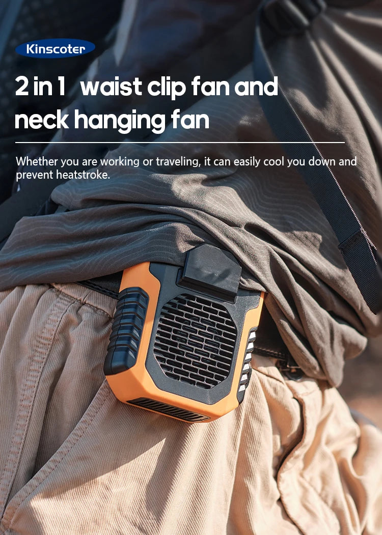 Kinscoter 6000mAh Hanging Neck/Waist Fan USB Mini Portable Rechargeable Fan For Outdoor Camping Hiking Climbing Running Sports Quick Pick Grocers
