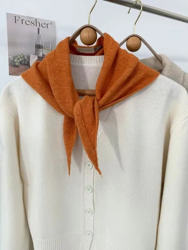 New Women Wool Scarf Shawl Winter Warm Soft Knitted Striped Triangle Fashion Brand Bandana Lady Wool Scarves Quick Pick Grocers