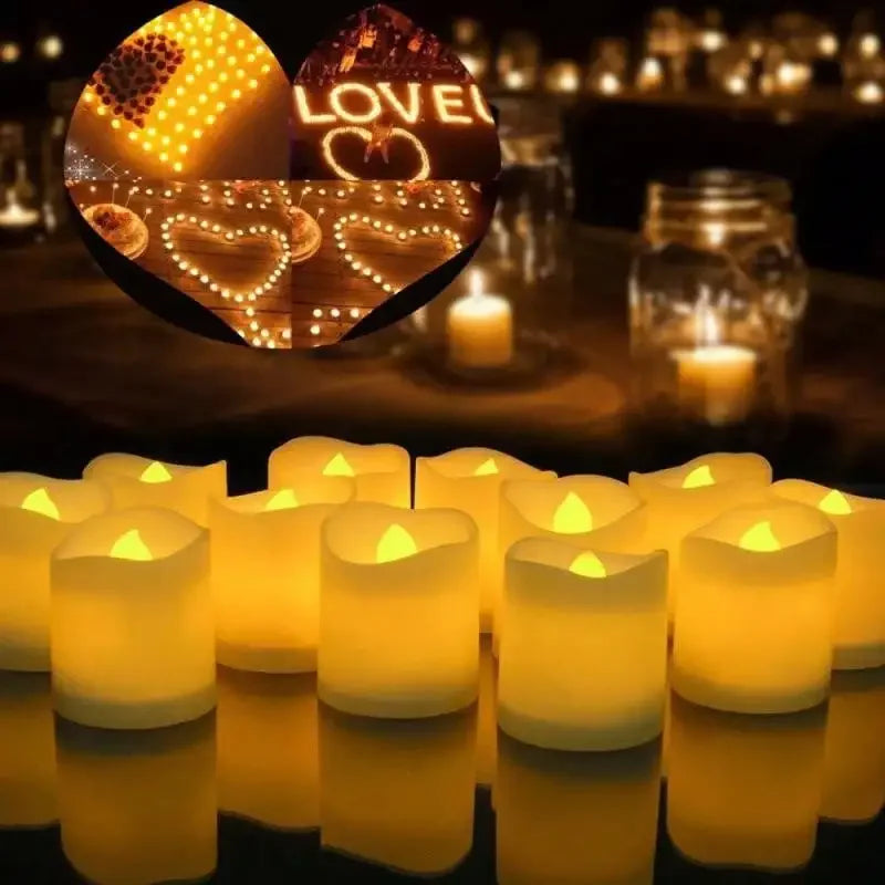24PCS LED Candle Tea Lights Battery Operated Red Shells Romantic Decoration Flameless  Wedding Party Use Econic Blanks