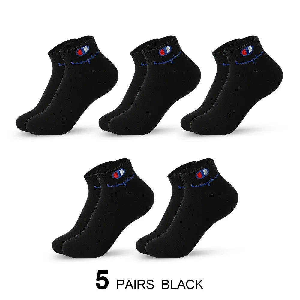 5/10/20 Pairs Men Ankle Socks Cotton Brand Classic Fashion Black White Socks Breathable Mesh Athletic Sports Socks for Summer Quick Pick Grocers