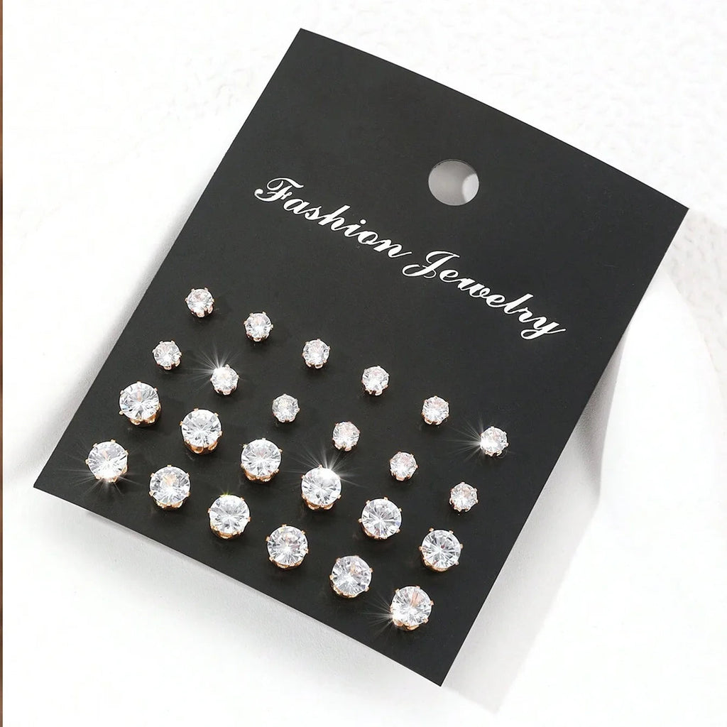 12 Pairs Of Luxurious, Simple, Shiny, And Caring Zirconia Decorative Earrings Are Suitable For Gifts To Parties,And Couples Quick Pick Grocers