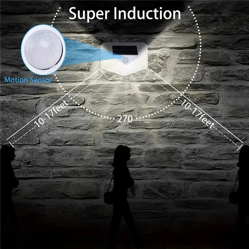 1PC Solar Light Outdoor 100 LED Wall Lamp PIR Motion Sensor Lamp Waterproof Stairs Lights for Courtyard Garden Street Decoration Quick Pick Grocers
