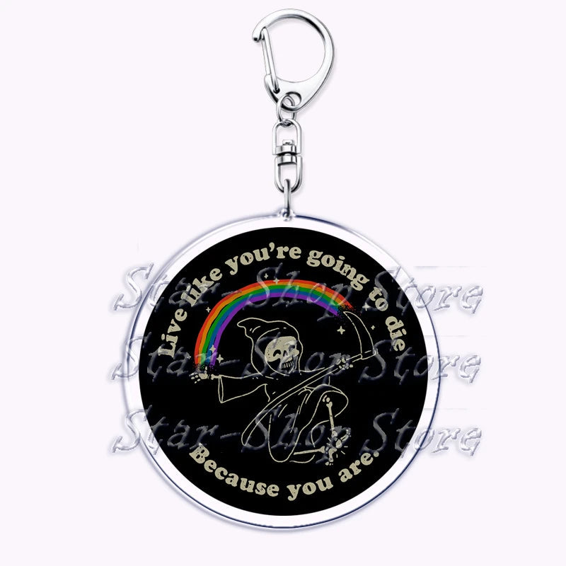 Cute Lgbt Halloween Keychain for Accessories Bag Gay Pride Lgbtq Spooky Ghost Lesbian Keyring Jewelry Rainbow Fans Friends Gifts Quick Pick Grocers