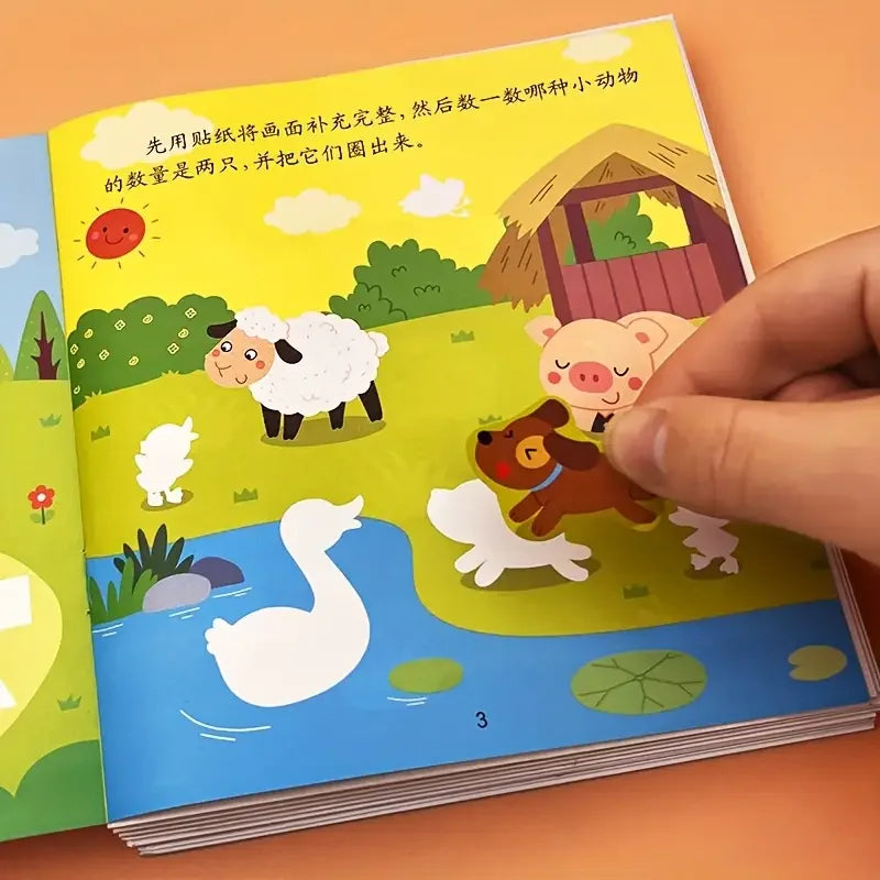 Sticker Book for Toddlers 3+ - Educational Fun for Kids, Creative Craft Activity Set, Birthday & Party Gift, Chinese Version Quick Pick Grocers