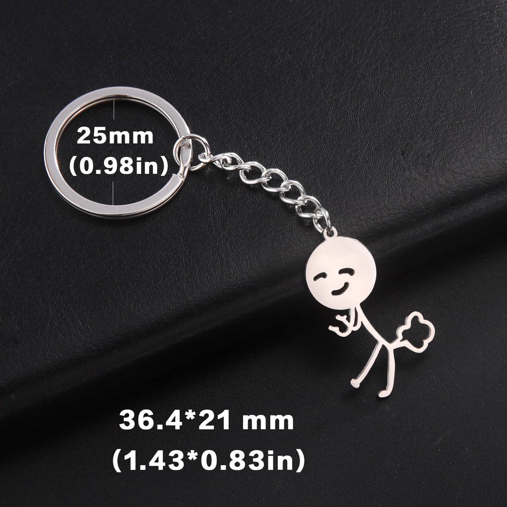 Teamer Funny Middle Finger Stickman Keychain 2025 Cute Trend School Bag Car Key Pendant Couple New Trinket Gift Keyring Econic Blanks