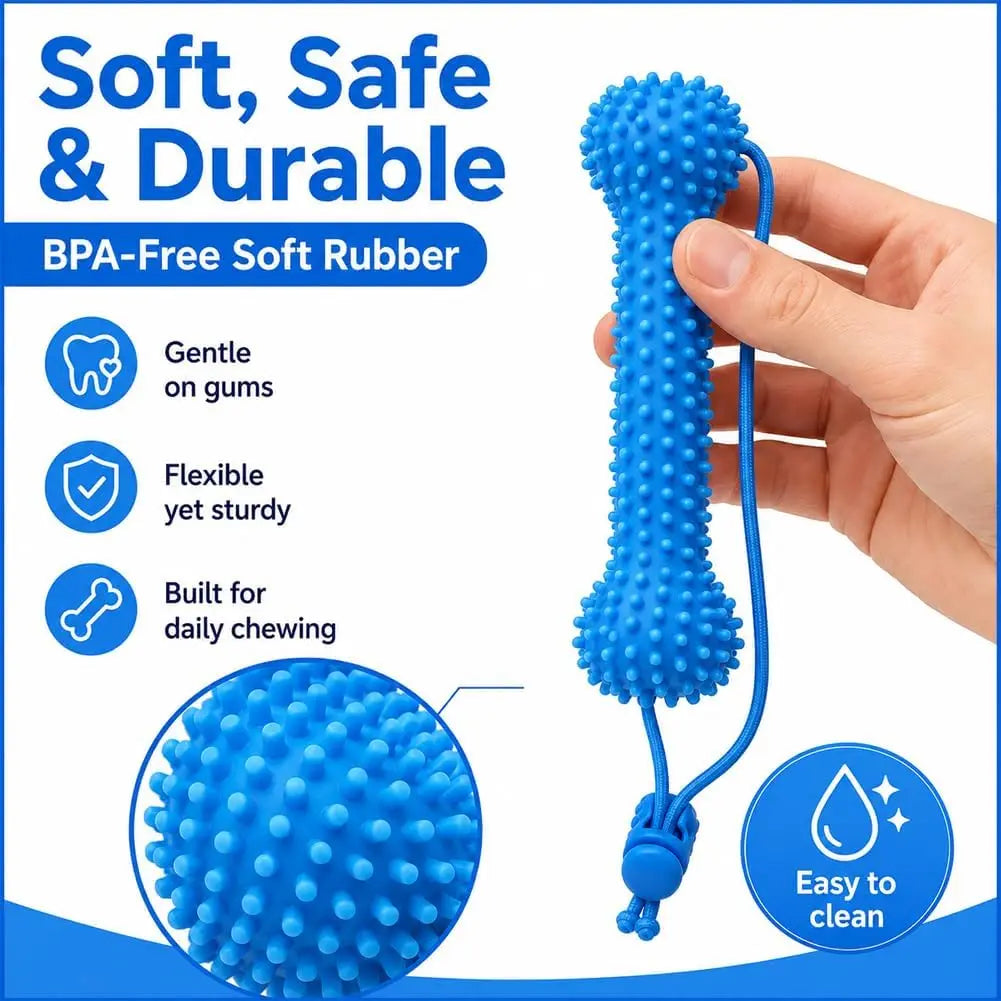 Dual-Action Canine Dental Prop, Dog Dental Chew Toy for Teeth Cleaning Brushing, Reusable Dental Chews for Dogs Quick Pick Grocers