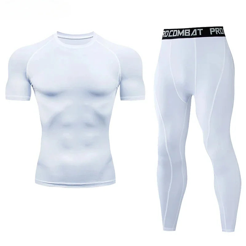 2pcs Men's Compression Sportswear Suit Elastic Training Yoga Sets Workout Jogging Fitness Clothing Tracksuit Pants Sporting Quick Pick Grocers