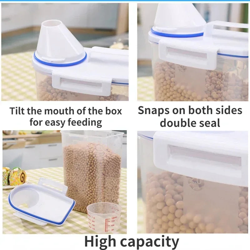 1.5kg/2kg Dog Cat Food Pail Plastic Storage Tank with Measuring Cup Container Moisture-proof Sealed Jar Pet Supplies Accessories Econic Blanks