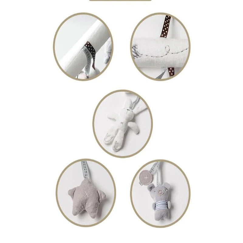 2025 New Hanging Bed Rabbit Baby Hand Bell Safety Seat Plush Toy Multifunctional Plush Toy Stroller Mobile Gifts Purest Peak