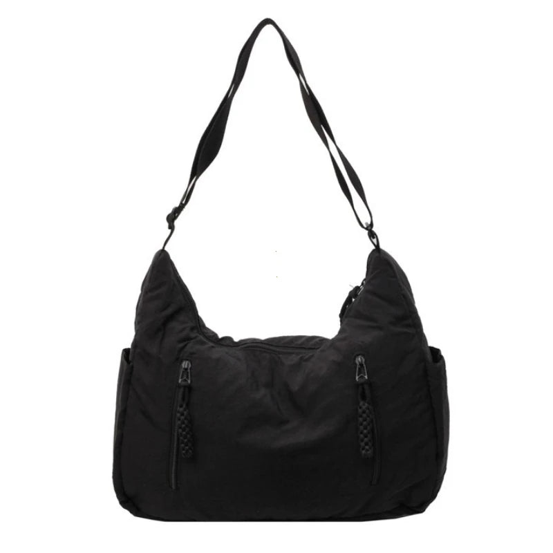 Trendy Women's Soft Cloth Shoulder Bag Solid Color Student 2026 Spring Y2k Casual Style Big Handbags Crossbody Bags for Women Quick Pick Grocers