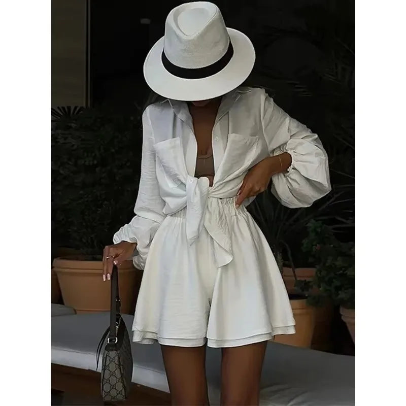 Casual Loose Short Sets For Women 2 Piece Sets Womens Outfits Spa Holiday Baggy Fashion Shorts Suits Woman Summer Quick Pick Grocers