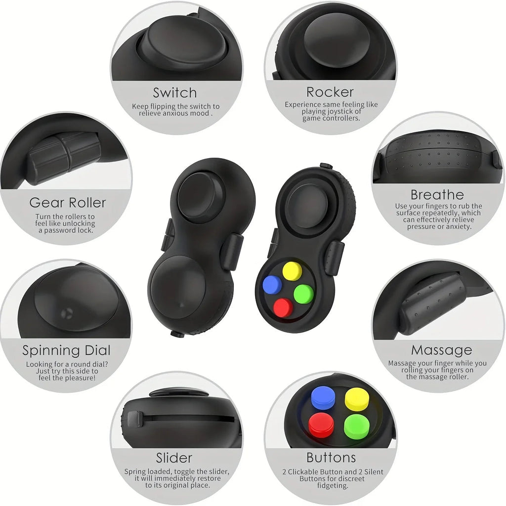 Fidget Pad with 8 Fidget Functions, Fidget Controller Stress Reducer, Fidget Toy Cube Relieves Stress and Anxiety Toys Quick Pick Grocers