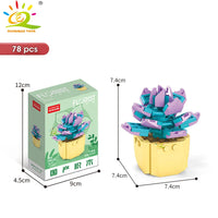 HUIQIBAO MOC Flower Succulent Potted Model Building Block DIY Eternal Bouquet Home Desk Plant Decor Brick Girl Gift Children Toy Quick Pick Grocers