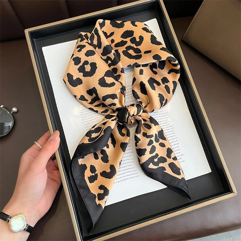 Bohemian Style Print Luxury Brand Silk Square Scarf Women Satin Shawls Neckerchief Wrap Scarves Bandana Hair Hjiab Floral Quick Pick Grocers