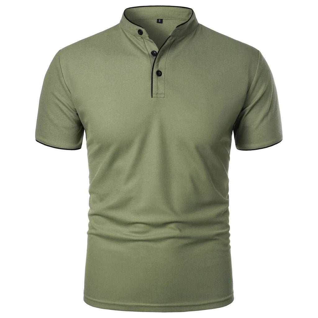 Summer Men's Short Sleeve Collar Tshirts New Solid Color Casual Polo Shirt Trendy Breathable Loose Basic Splice Top Quick Pick Grocers