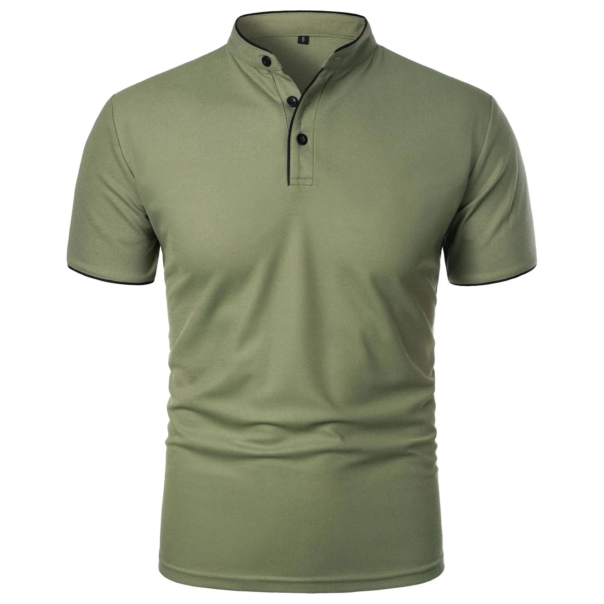 Summer Men's Short Sleeve Collar Tshirts New Solid Color Casual Polo Shirt Trendy Breathable Loose Basic Splice Top Quick Pick Grocers