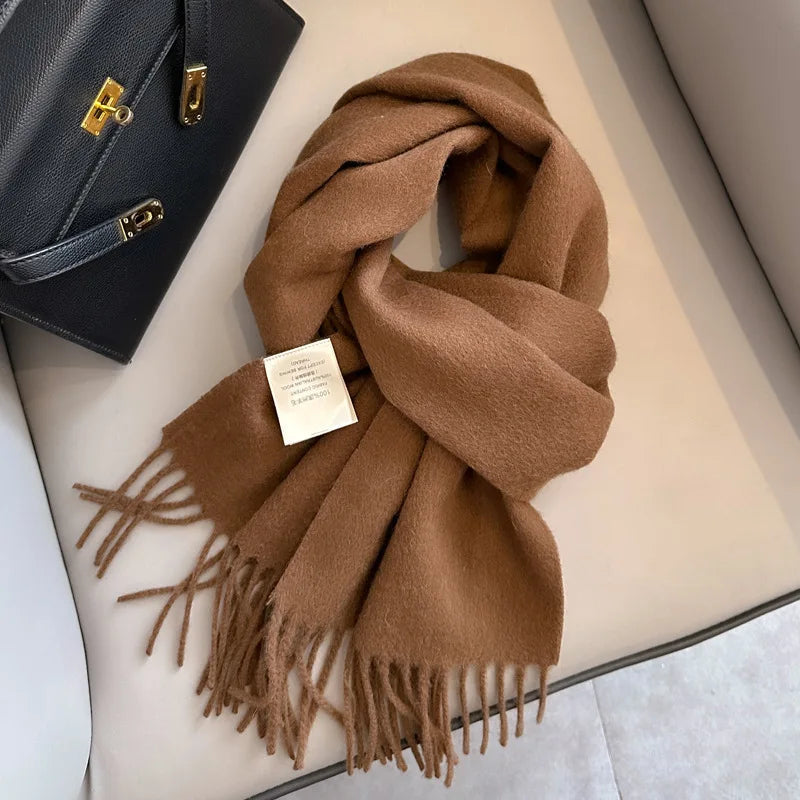 Winter Narrow Scarf 28 Color 100% Wool Scarf Hot Selling Solid Color Scarf Men's and Women's Universal Warm and Cold proof Scarf Quick Pick Grocers
