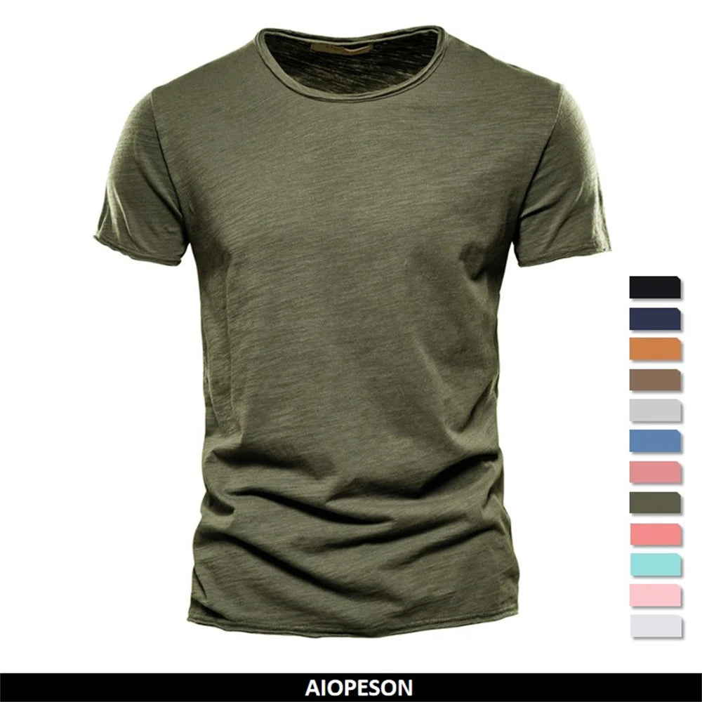 100% Cotton Men T-shirt Casual Soft Fitness Summer Thin T-shirts Men's Home Clothes O-Neck Short Sleeve Soild T Shirt for Men Quick Pick Grocers