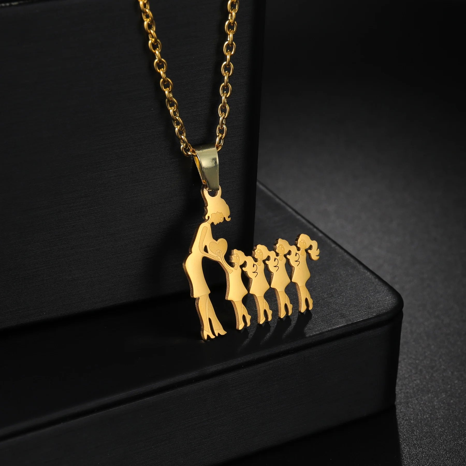 Girls Boy Children Stainless Steel Family Necklaces Mama Pendants Necklace Birthday Gifts For Women Jewelry Mother's Day Jewelry Quick Pick Grocers