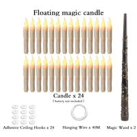 Halloween LED Floating Candles Magic Wand Remote Hanging Operated Potter Harries Battery Floating Candles Warm Light Decoration Quick Pick Grocers