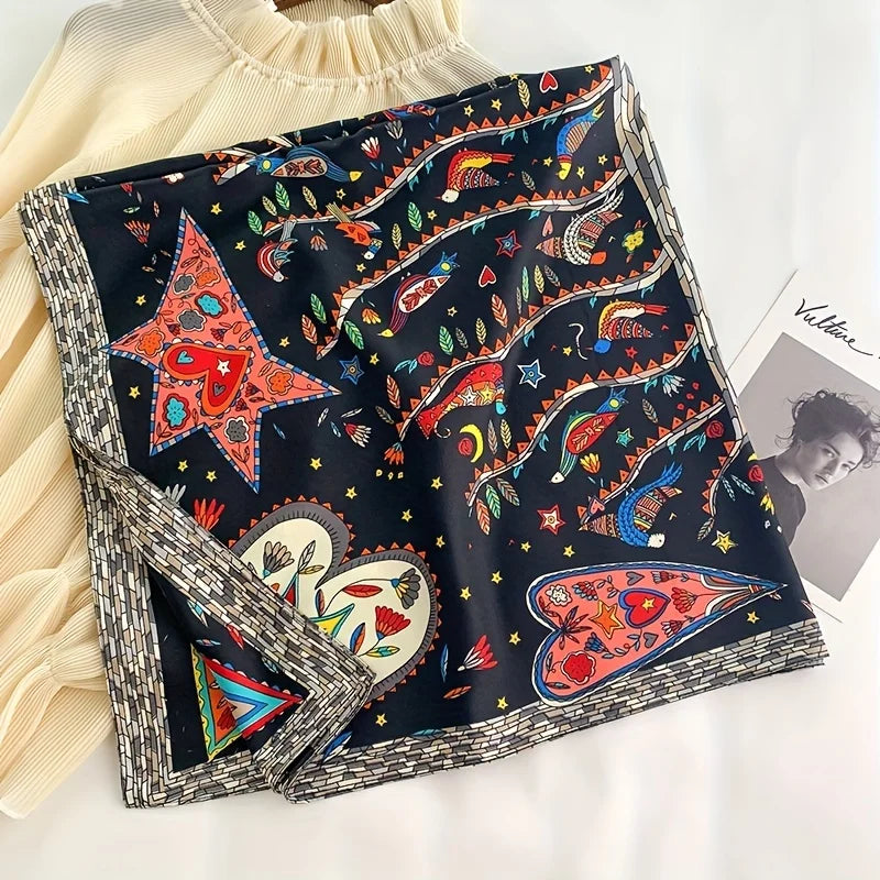 90*90Cm Square Scarf Twill Silk Feeling Women Head Shawls and Wraps Luxury Hair Tree Print Neck Scarves Hijab Bandana Pashmina Quick Pick Grocers