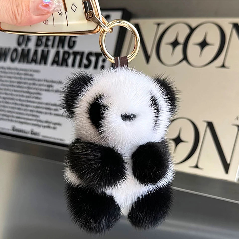 ZAKOL Cute Panda Plush Toy Keychain Cartoon Bag Pendant Accessories Car Key Chain Charm Ornaments Fashion Girls Gift Quick Pick Grocers