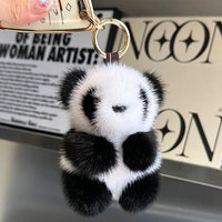 ZAKOL Cute Panda Plush Toy Keychain Cartoon Bag Pendant Accessories Car Key Chain Charm Ornaments Fashion Girls Gift Quick Pick Grocers
