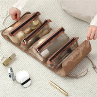 Detachable Cosmetic Bag Portable Large Capacity 4 in 1 Makeup Bags Portable Folding Travel Cosmetics Storage Toiletry Bag Quick Pick Grocers