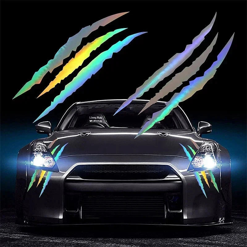 Monster Claw Car Stickers Automobile Hood DIY Vehicle Headlight Refit Reflective Vinyl Decal Ghost Paw Scratches Auto Decoration Econic Blanks