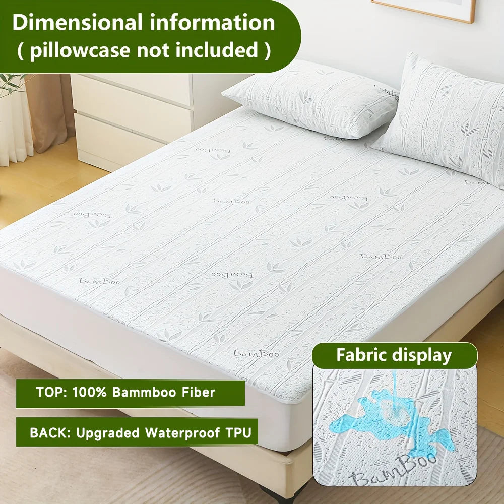 1p Cooling Bamboo Fiber Fitted Sheet, Breathable Mattress Protector Cover  with Deep Pocket for Summer Quick Pick Grocers