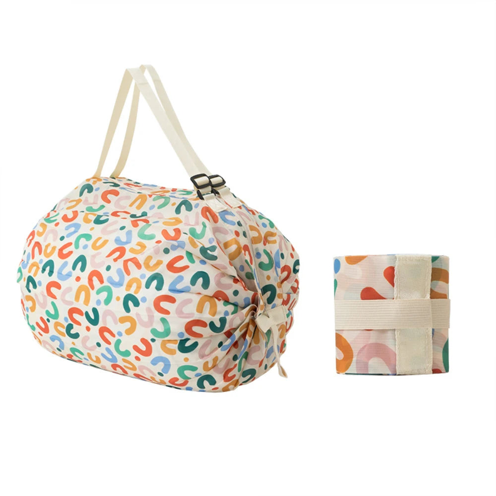 Folding Shopping Bag With Large Capacity And Portable Hand-held Spring Roll Bag For Japanese Accordion Supermarket Shopping Quick Pick Grocers