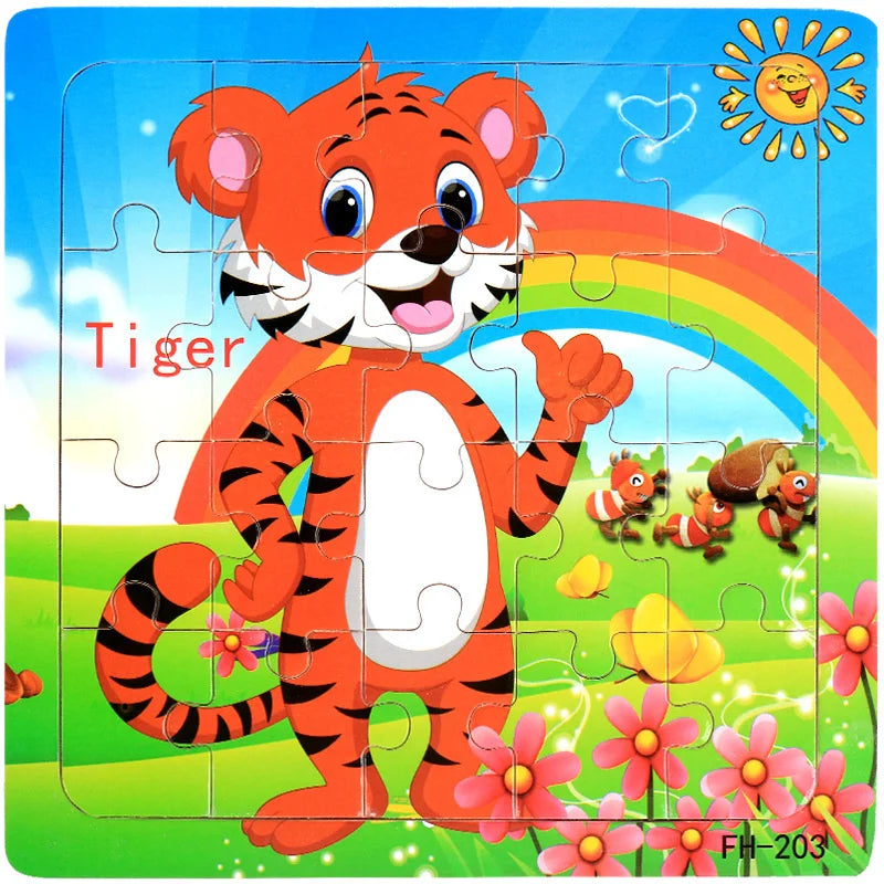 New 20 Piece Wooden 3d Puzzle Cartoon Animal Vehicle Jigsaw Puzzle Montessori Educational Toys For Kids 3-6 Years Old Quick Pick Grocers