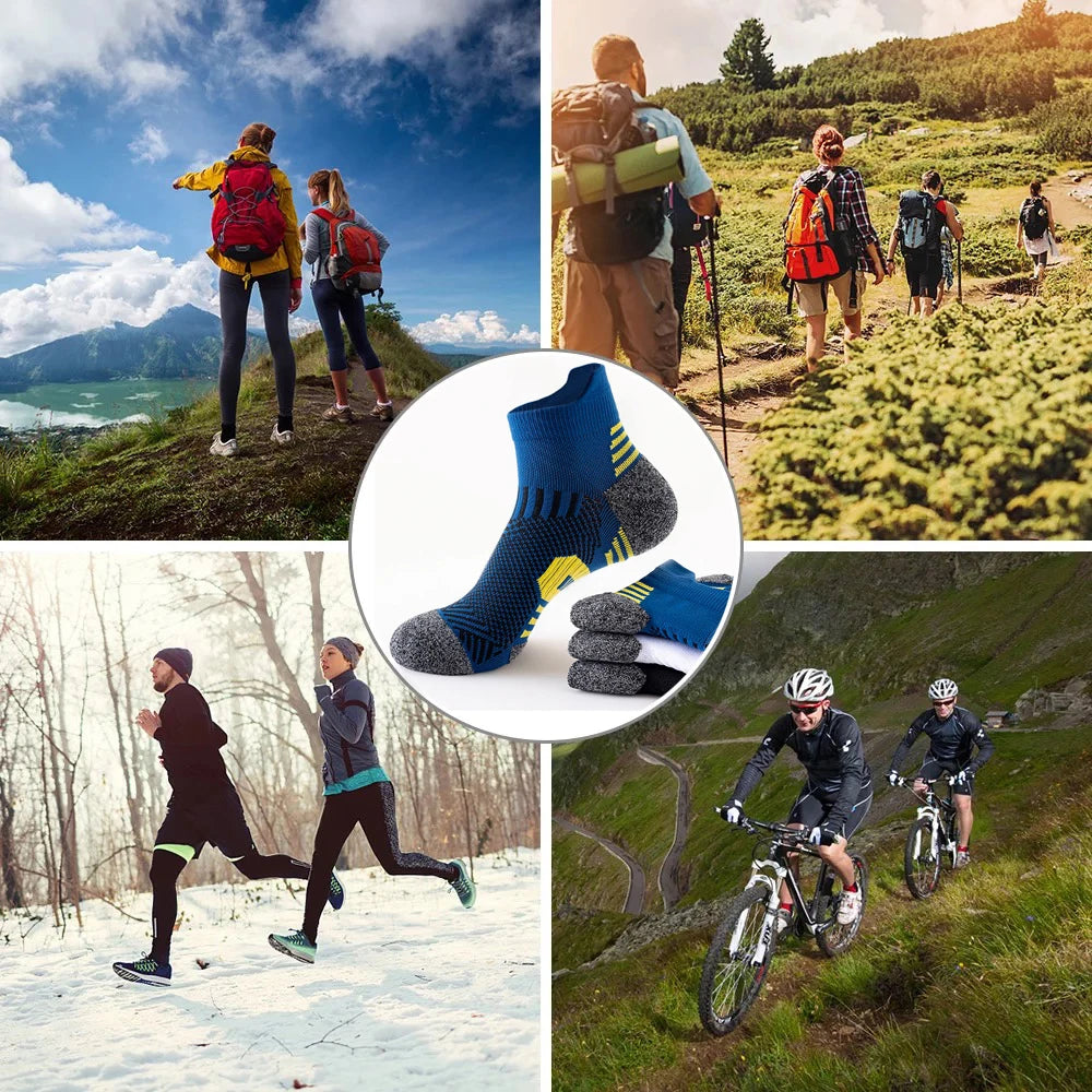 6/5/3 Pairs Men's Athletic Socks Sports Breathable Outdoor Running Compression Socks Cotton Training Long Black Stretch Socks Quick Pick Grocers