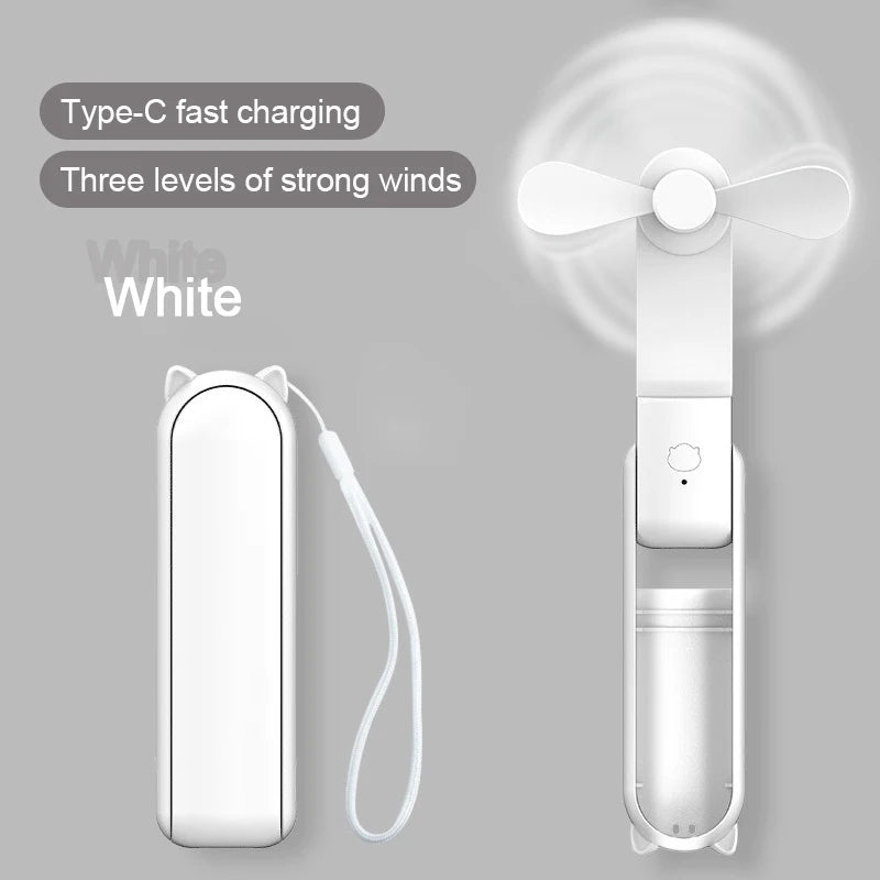Foldable Small Fan Portable and high-power Hand Held Portable Mini Fan Rechargeable Hand USB Charge Fan Quick Pick Grocers