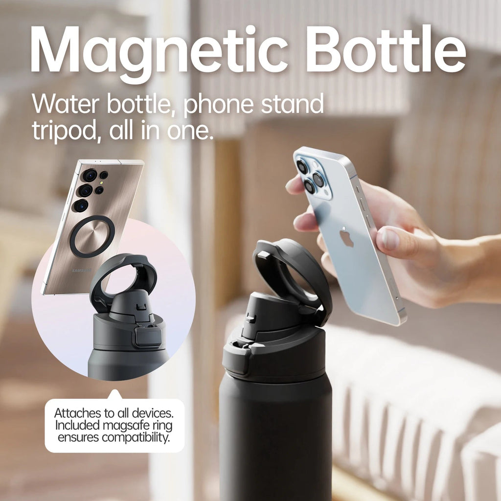 Fjbottle Magnetic Thermos Stainless Steel Sports Water Bottle with Magnetic Phone Holder Bouncing cover Insulation Cup Quick Pick Grocers