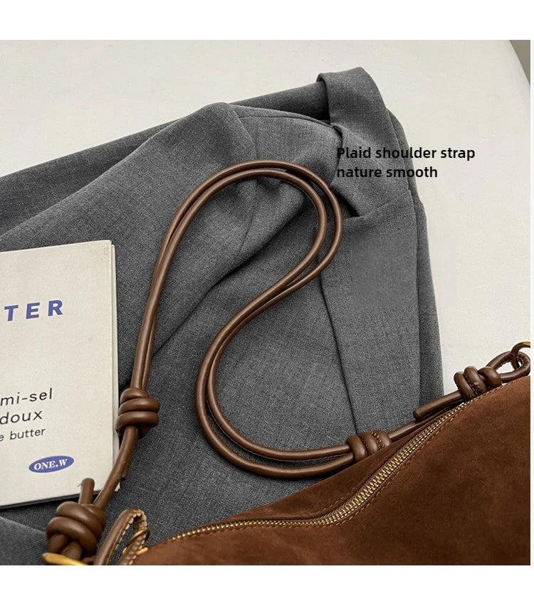Faux Suede Super Popular Niche Suede Shoulder Bag for Women 2025 Hot Sale Single Crossbody Bags Underarm Dumpling Sweet Bags Quick Pick Grocers