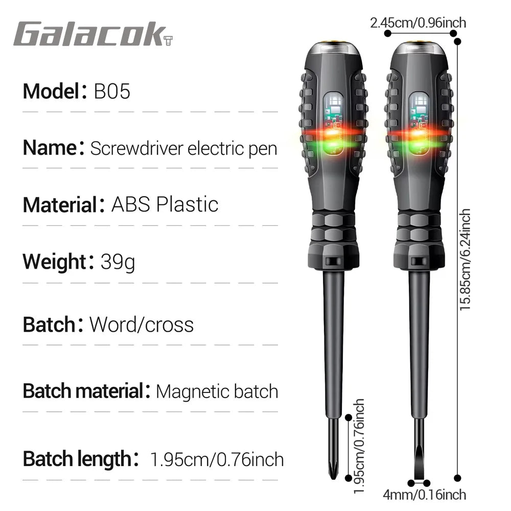 Multifunctional Electrician Test Screwdriver AC Non-contact Induction Test Pen Voltage Tester 70-600V Red Green Induction Lights Quick Pick Grocers