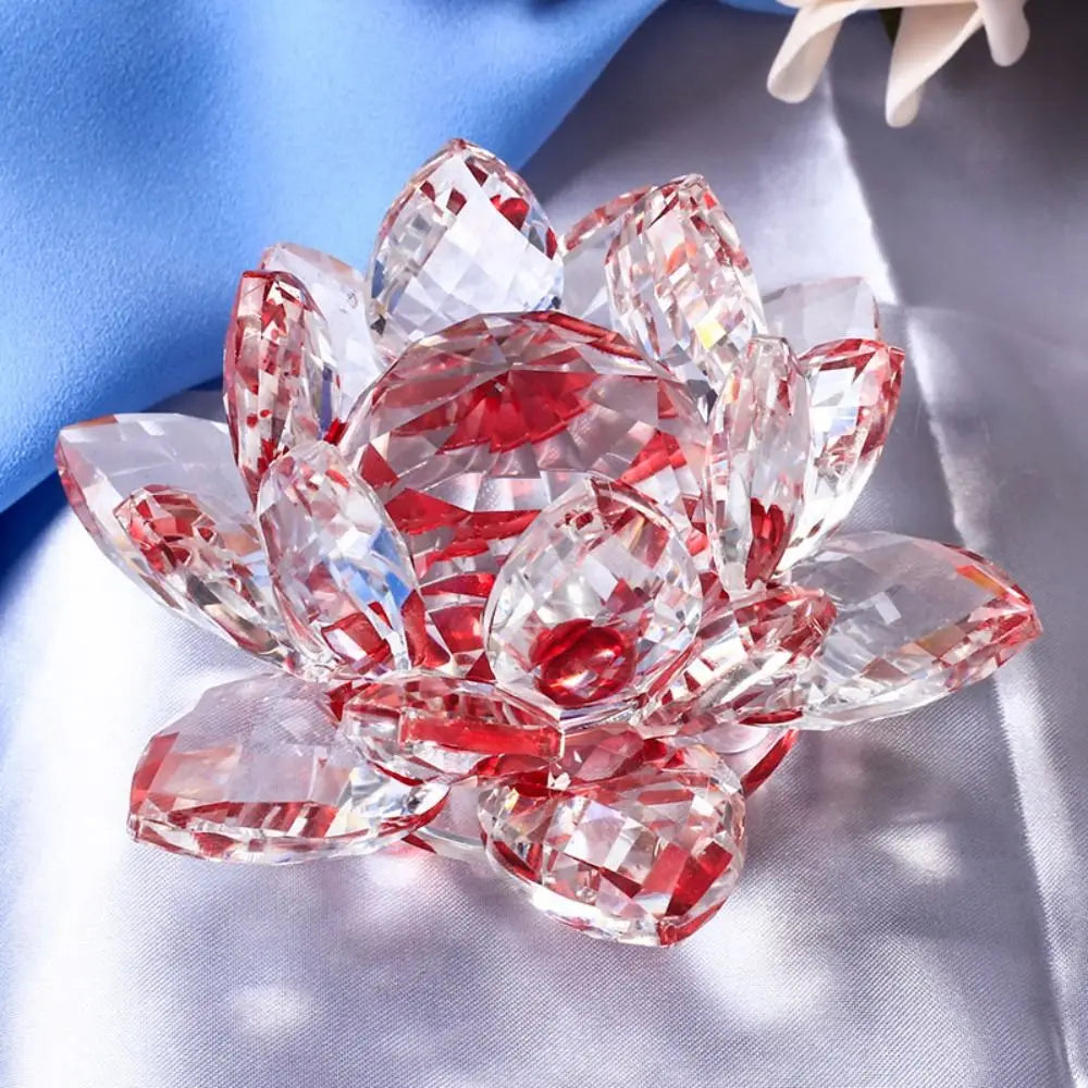 Feng shui Quartz Crystal Lotus Flower Crafts Glass Paperweight Ornaments Figurines Home Wedding Party Decor Gifts Souvenir Quick Pick Grocers