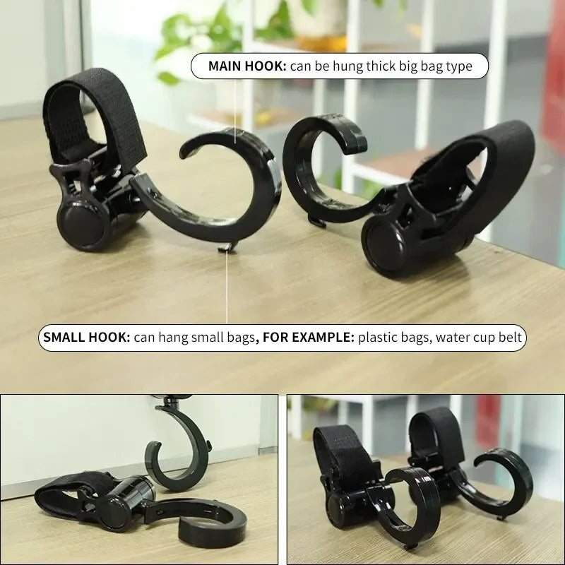 2 PCS Cartoon Stroller Accessories Degree Large Hook Umbrella Car Hook and Loop Stroller Hook Purest Peak